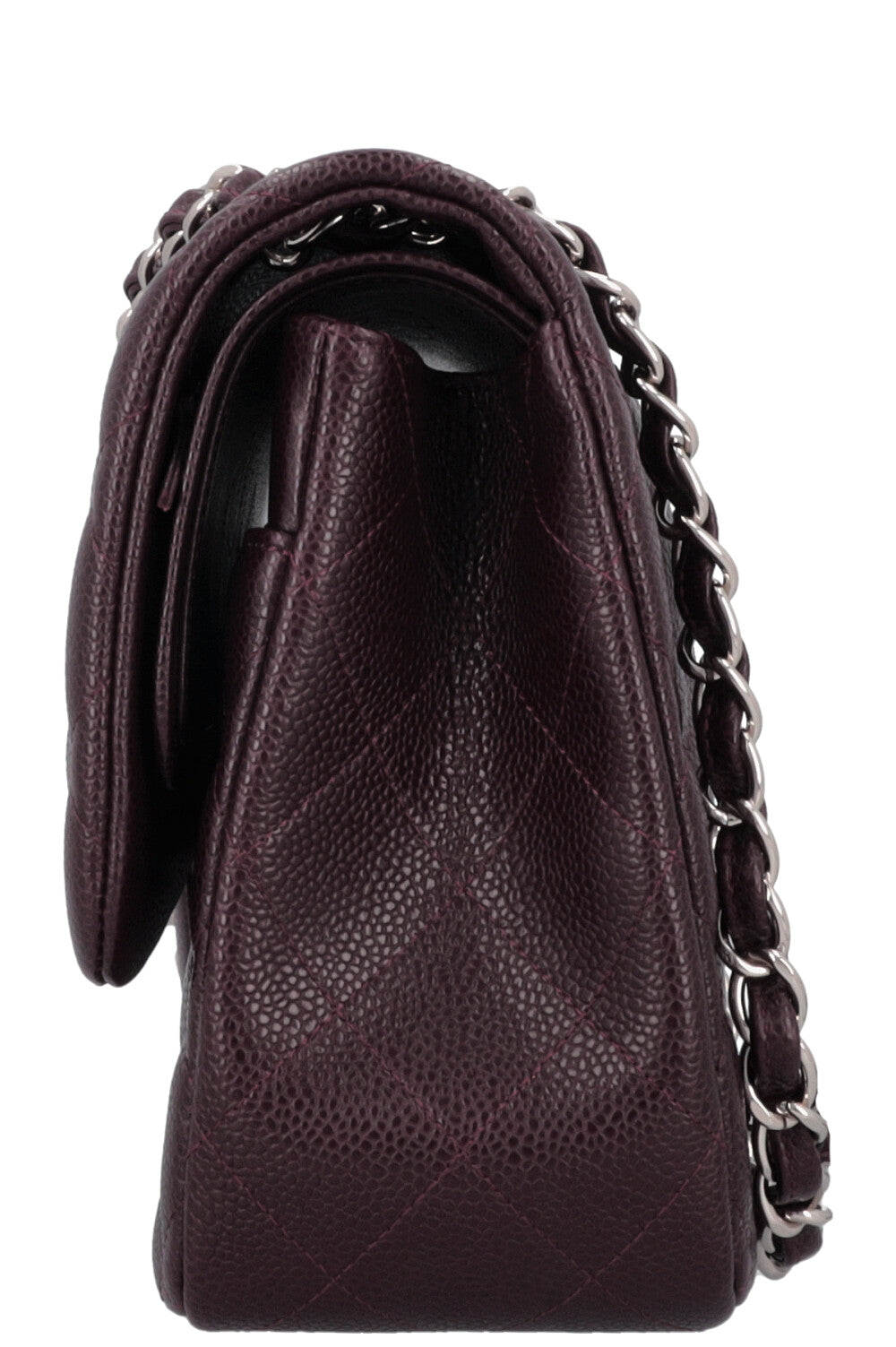 CHANEL Large Double Flap Eggplant Caviar
