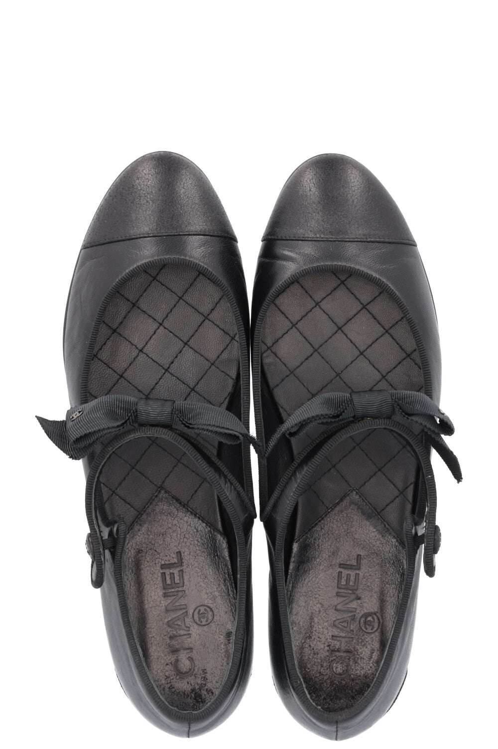 CHANEL Bow Mary Jane Ballet Flats Black