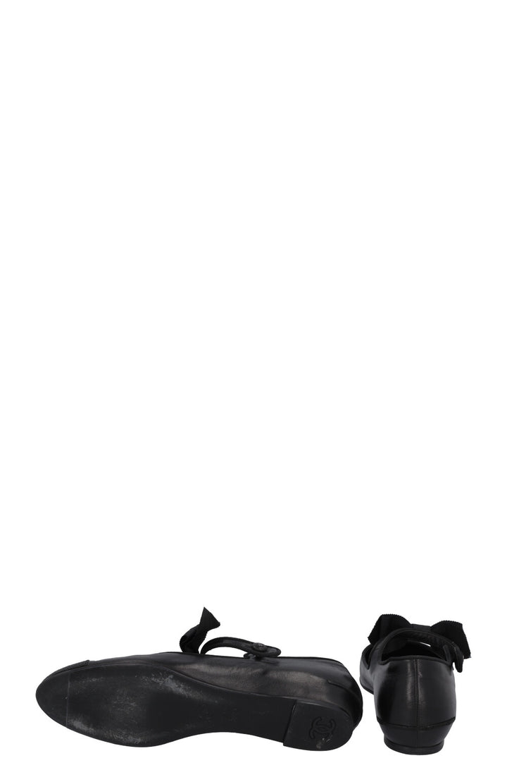 CHANEL Bow Mary Jane Ballet Flats Black