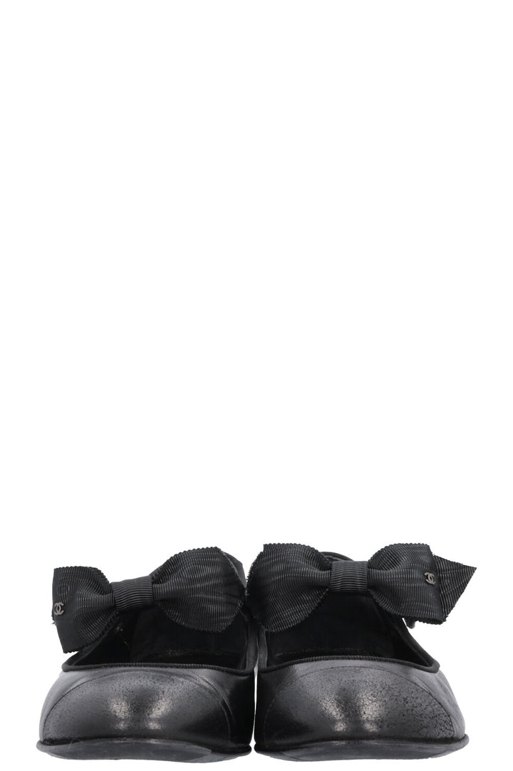 CHANEL Bow Mary Jane Ballet Flats Black