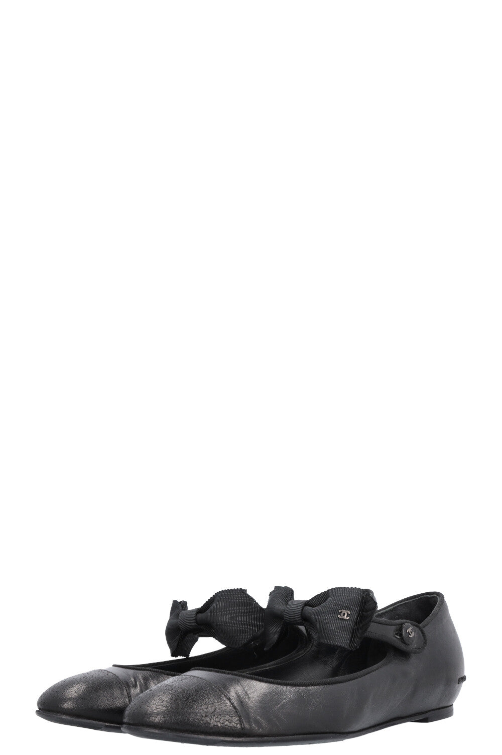 CHANEL Bow Mary Jane Ballet Flats Black
