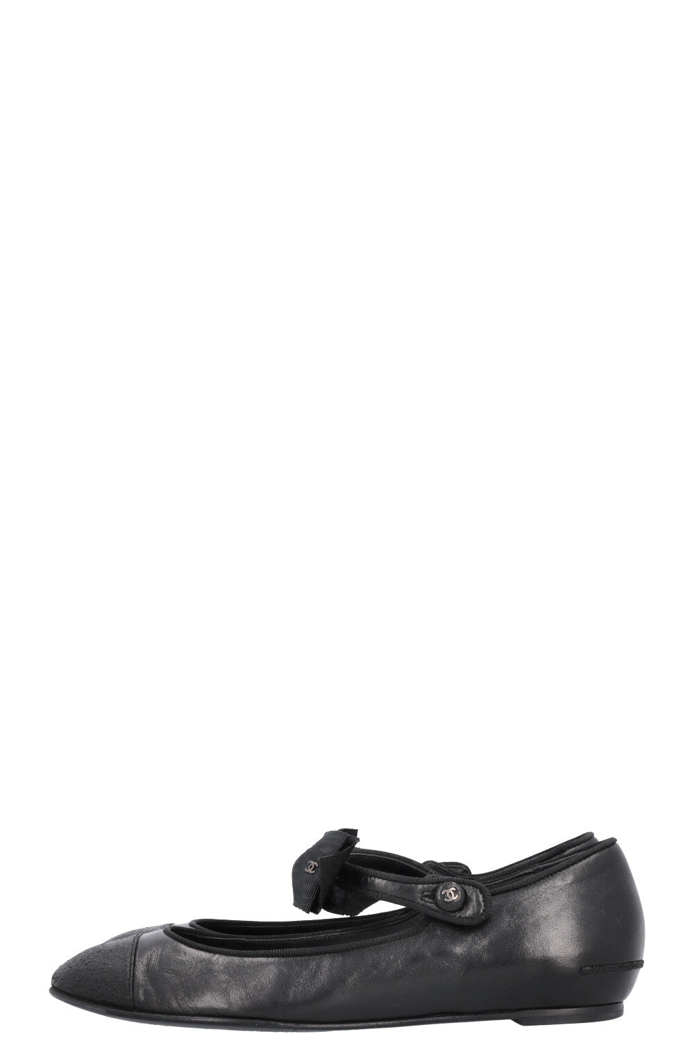 CHANEL Bow Mary Jane Ballet Flats Black