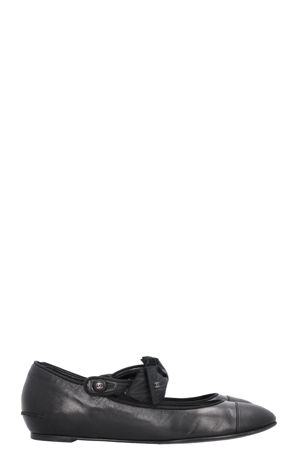CHANEL Bow Mary Jane Ballet Flats Black