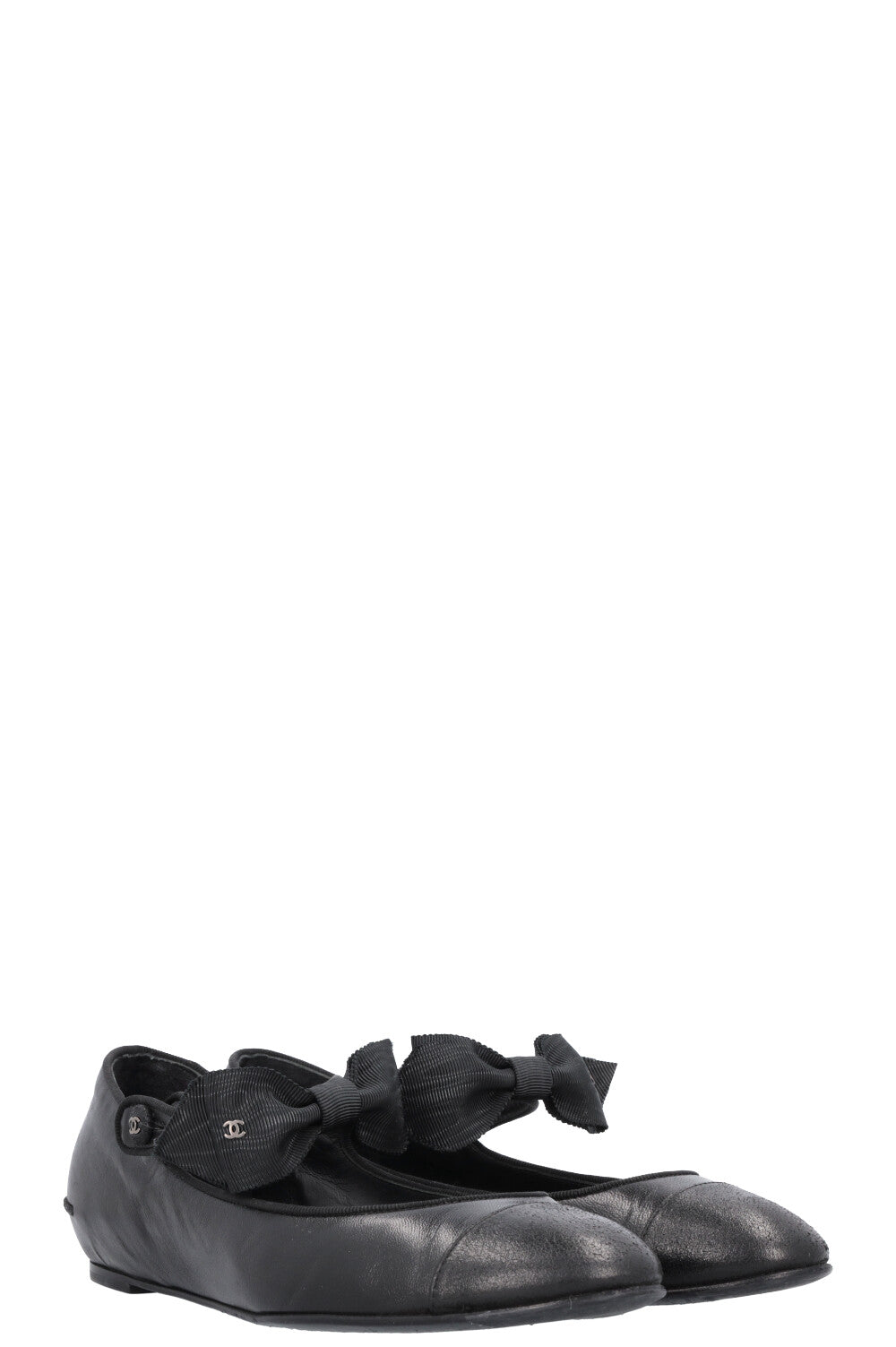 CHANEL Bow Mary Jane Ballet Flats Black