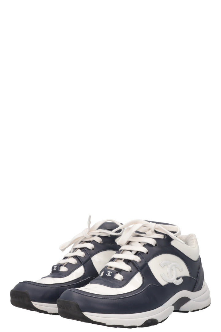 CHANEL Tennis Sneakers Navy White