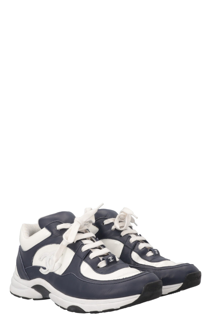 CHANEL Tennis Sneakers Navy White