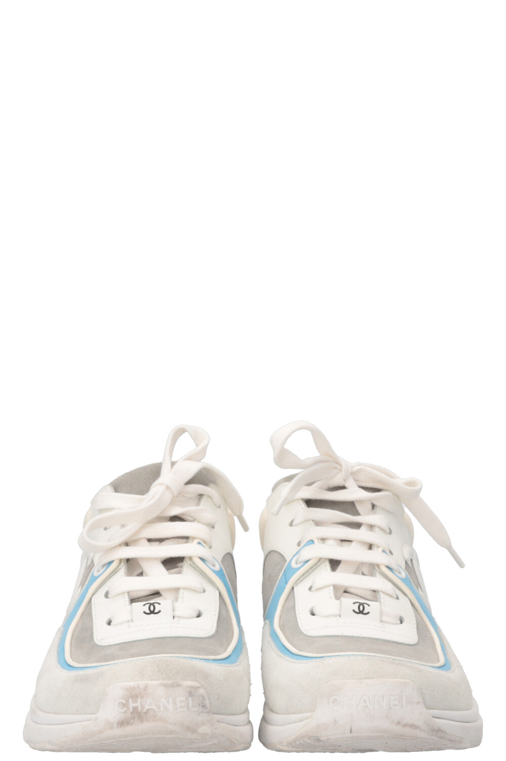 CHANEL Tennis Sneakers White Blue
