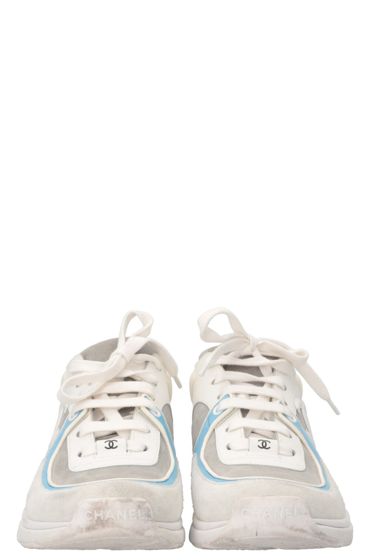 CHANEL Tennis Sneakers White Blue