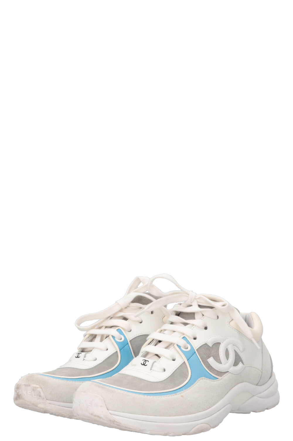 CHANEL Tennis Sneakers White Blue