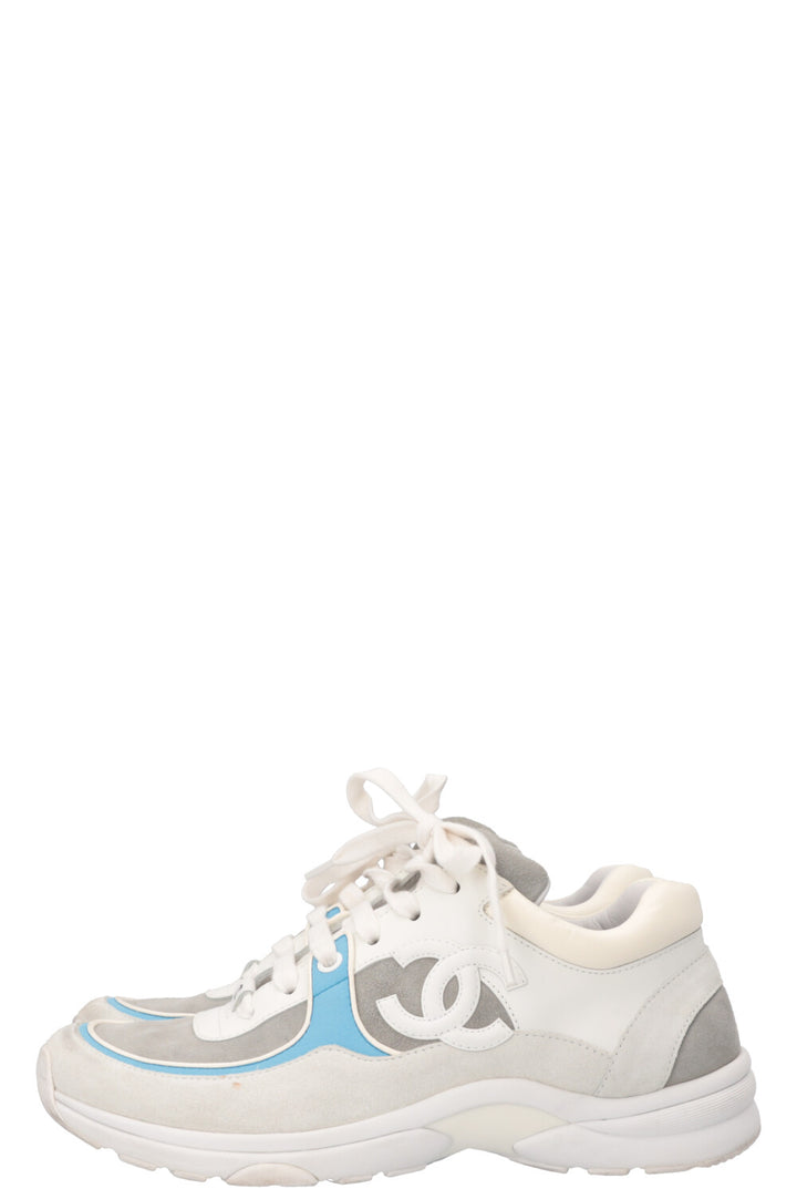 CHANEL Tennis Sneakers White Blue