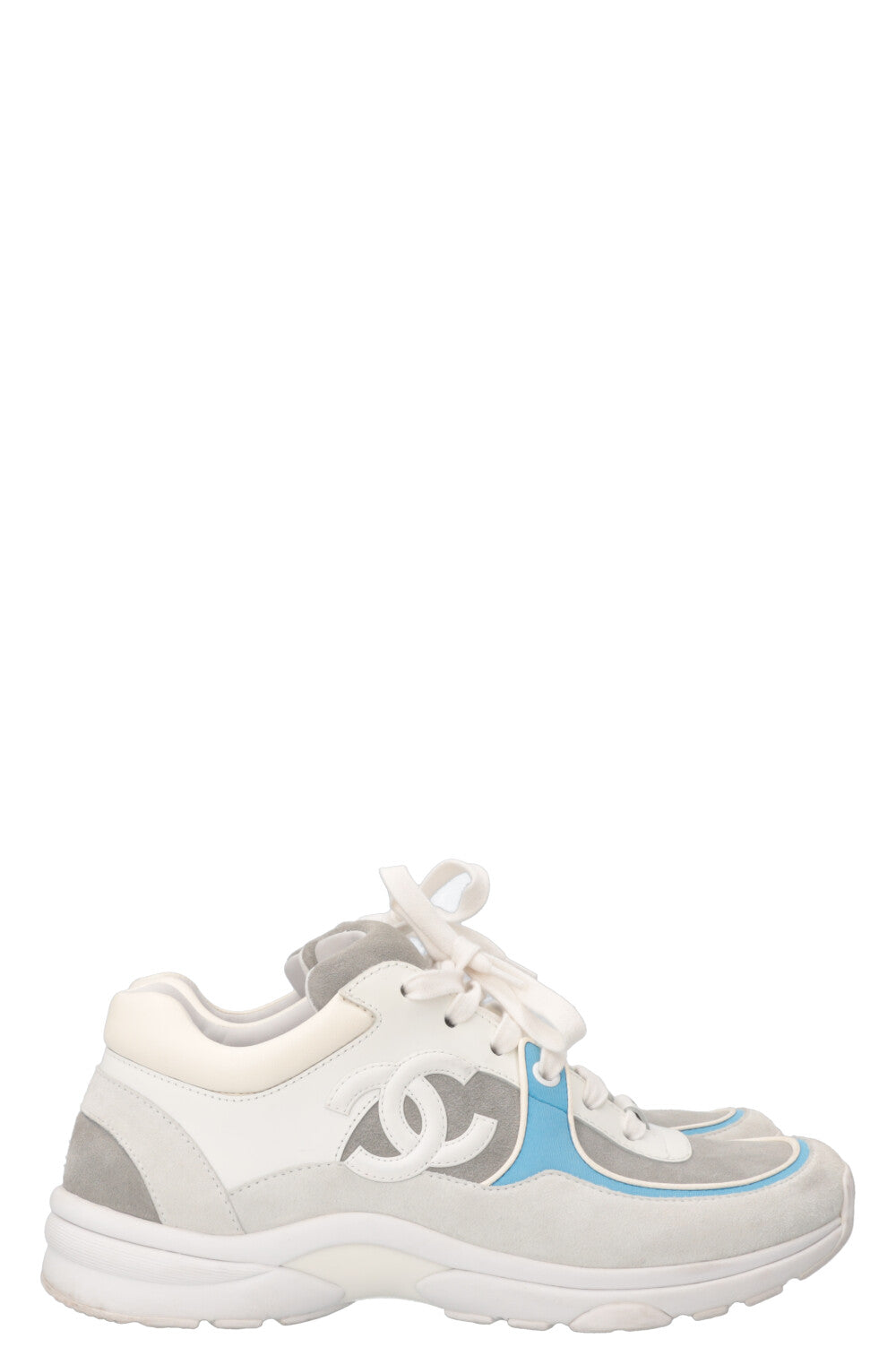 CHANEL Tennis Sneakers White Blue