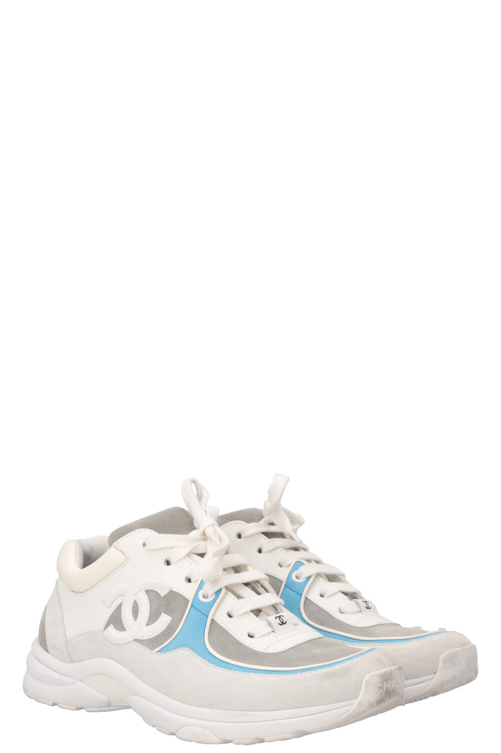 CHANEL Tennis Sneakers White Blue