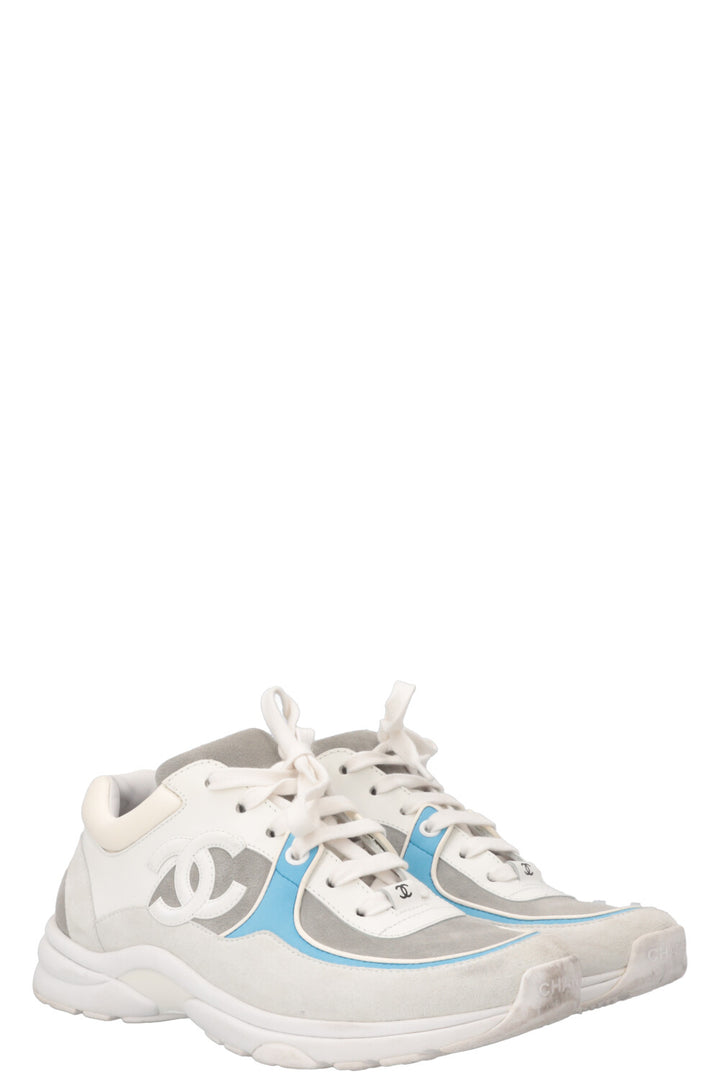 CHANEL Tennis Sneakers White Blue