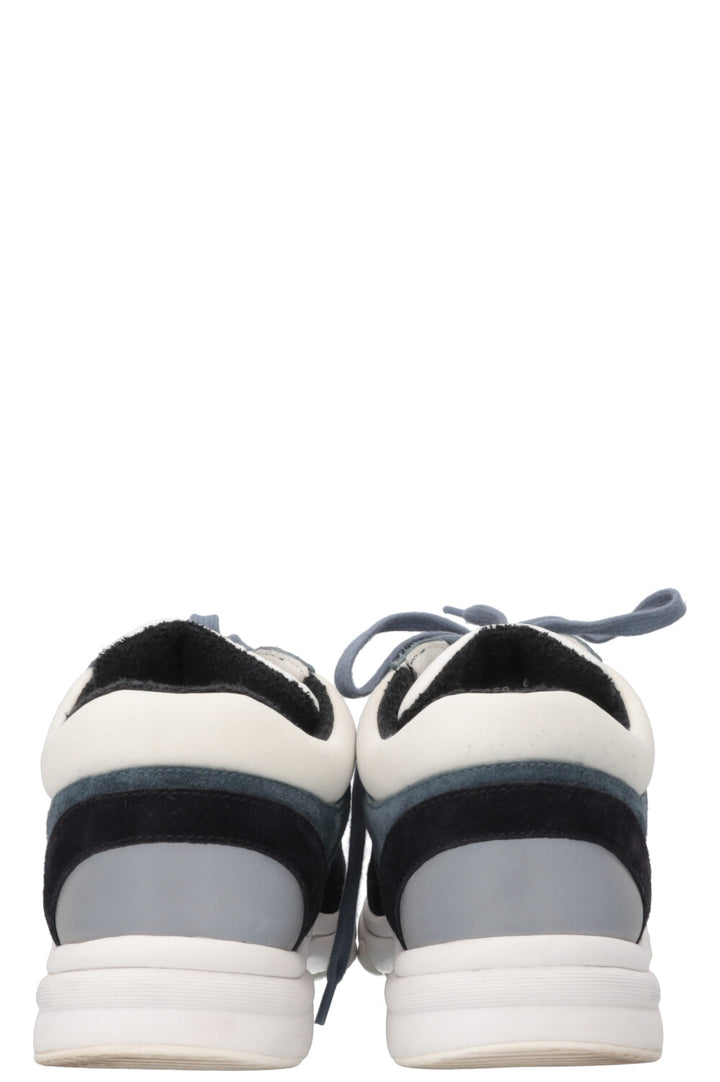CHANEL Tennis Sneakers Navy White Orange