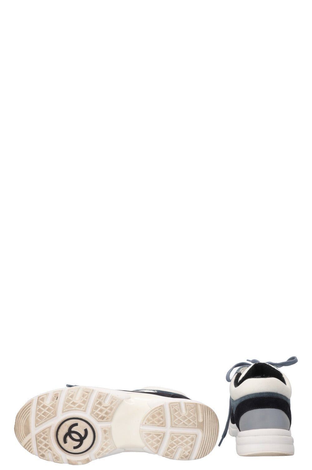 CHANEL Tennis Sneakers Navy White Orange