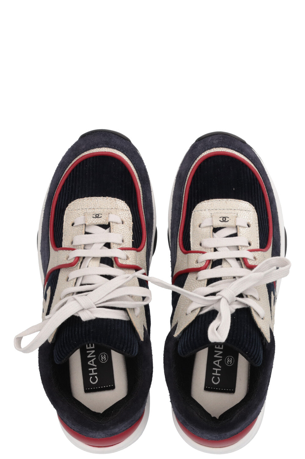 CHANEL Tennis Sneakers Navy Red