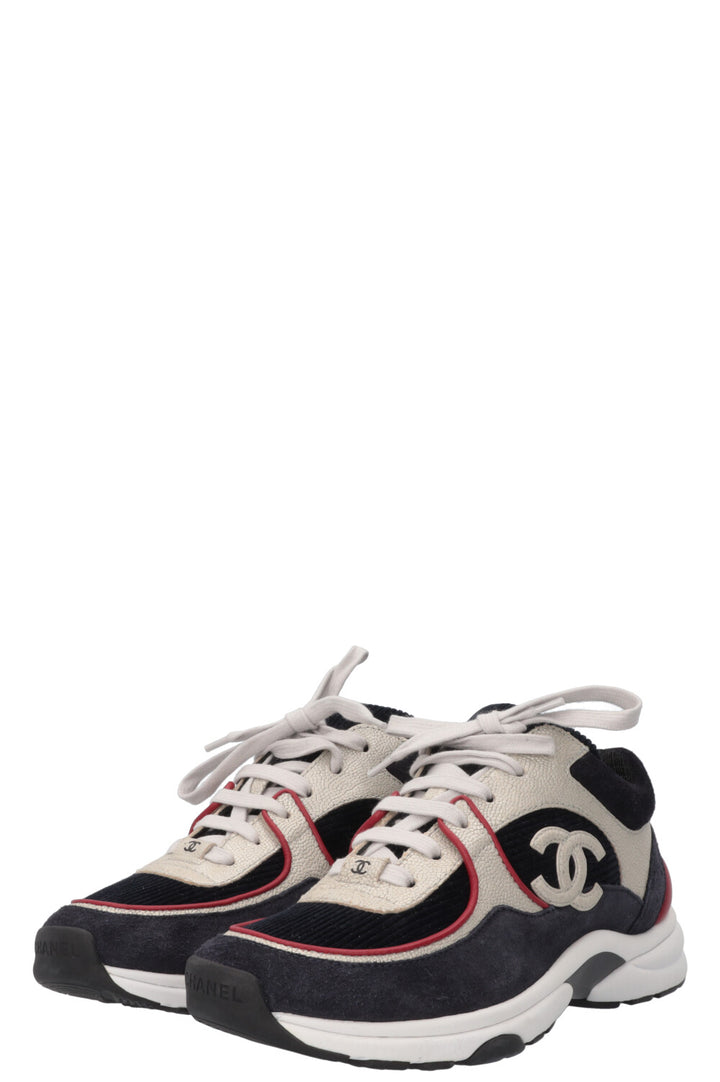 CHANEL Tennis Sneakers Navy Red