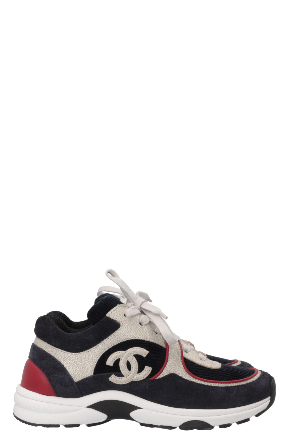 CHANEL Tennis Sneakers Navy Red