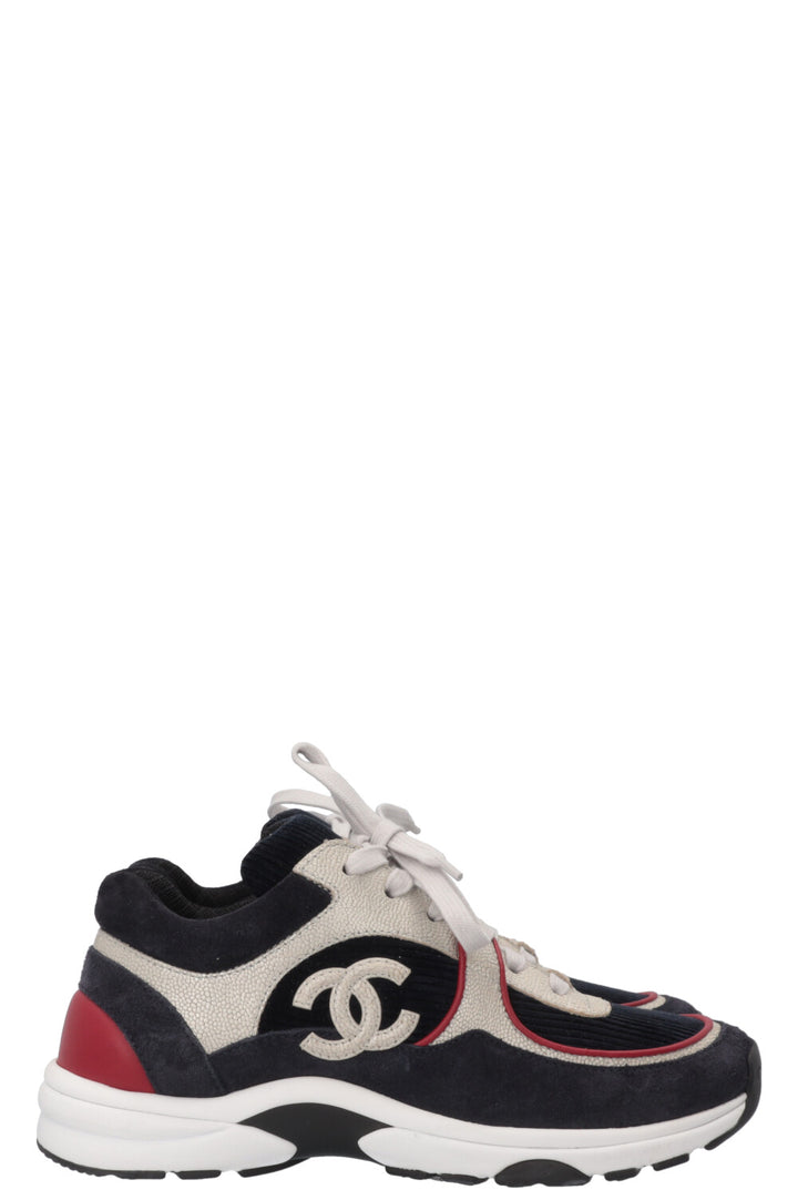 CHANEL Tennis Sneakers Navy Red