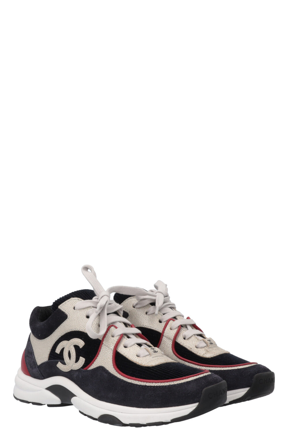 CHANEL Tennis Sneakers Navy Red