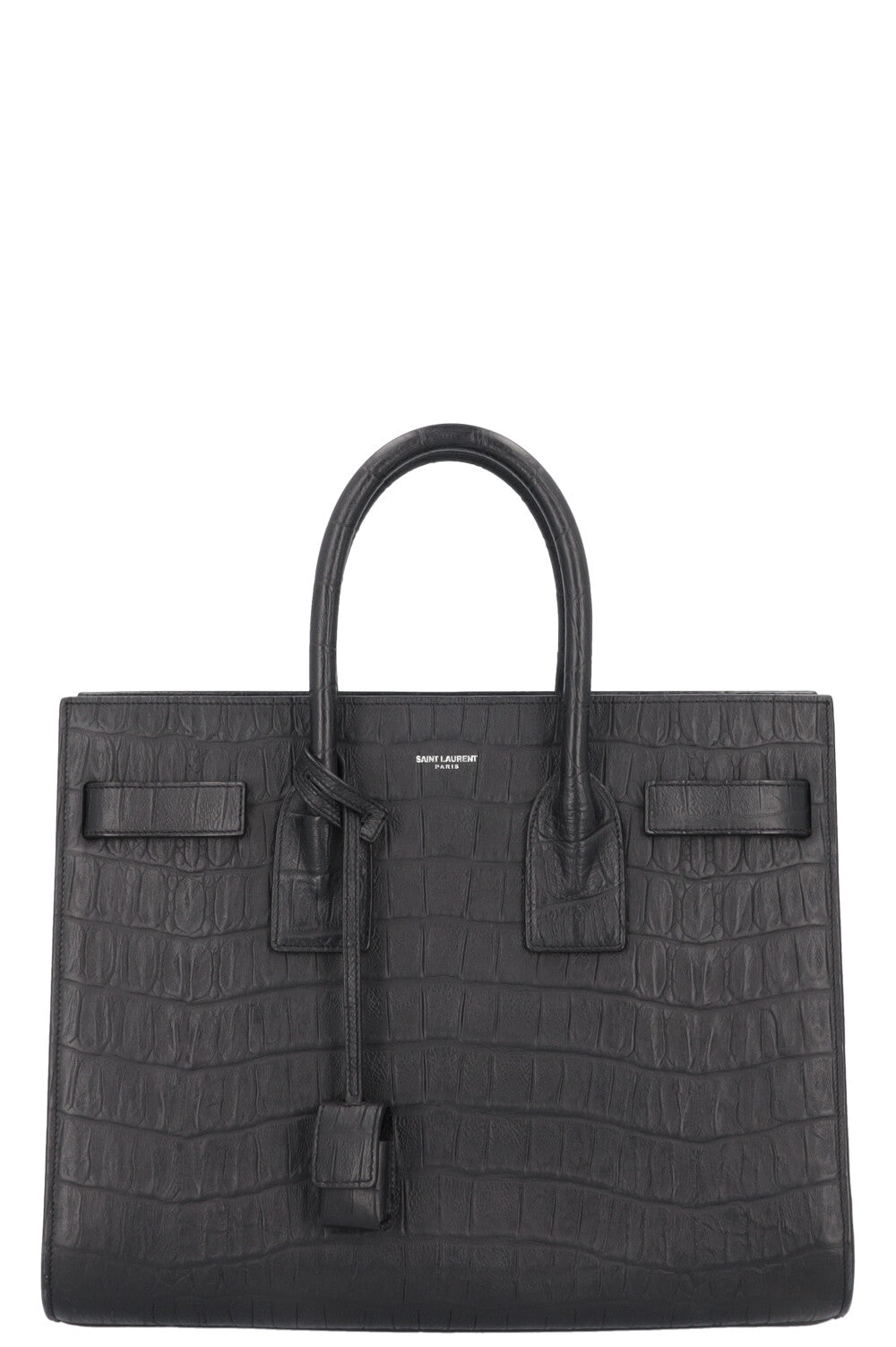 SAINT LAURENT Small Sac De Jour Croc Embossed Black