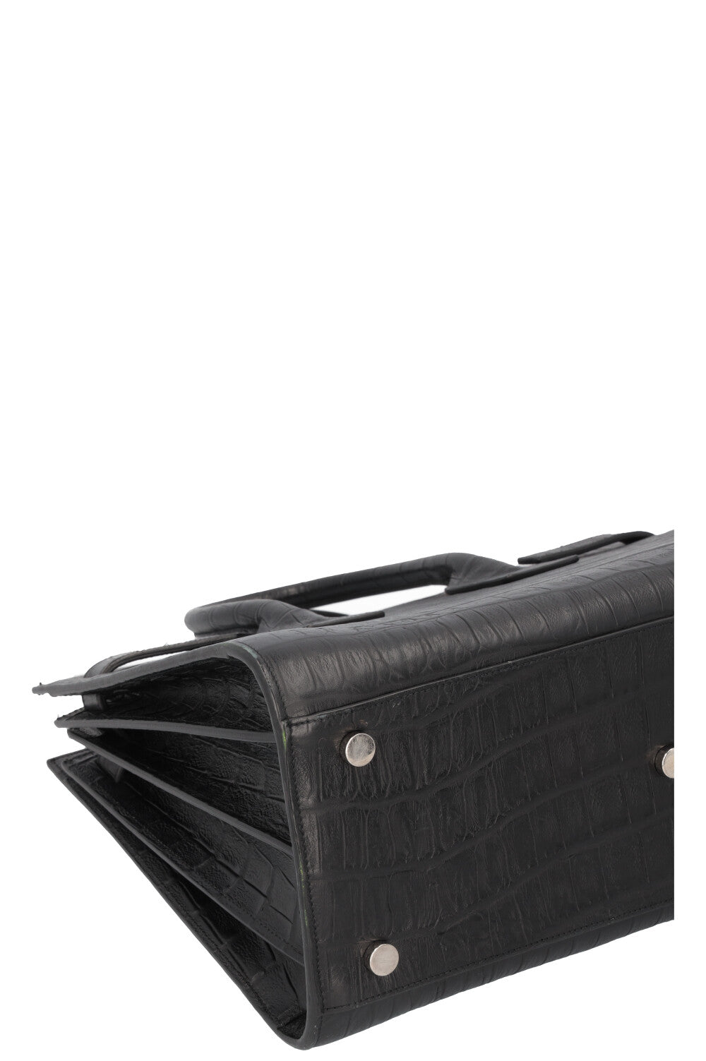 SAINT LAURENT Small Sac De Jour Croc Embossed Black