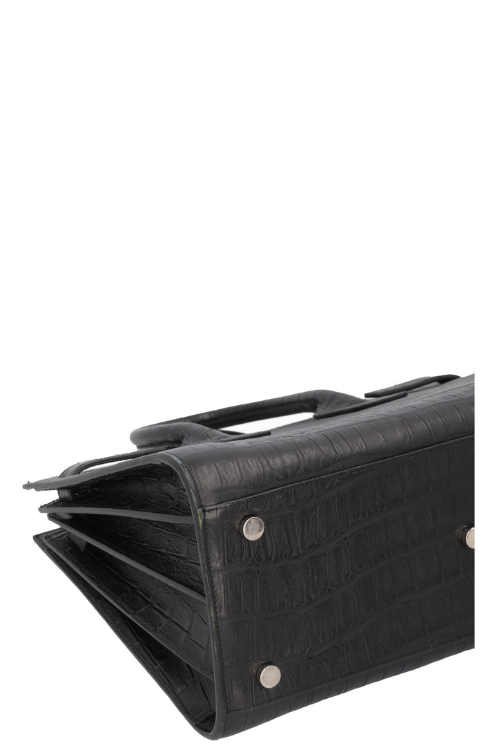 SAINT LAURENT Small Sac De Jour Croc Embossed Black
