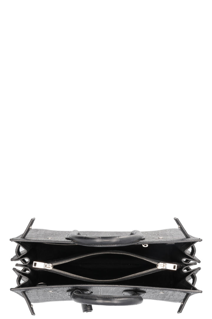 SAINT LAURENT Small Sac De Jour Croc Embossed Black