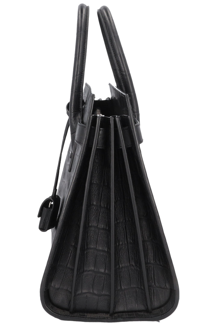 SAINT LAURENT Small Sac De Jour Croc Embossed Black
