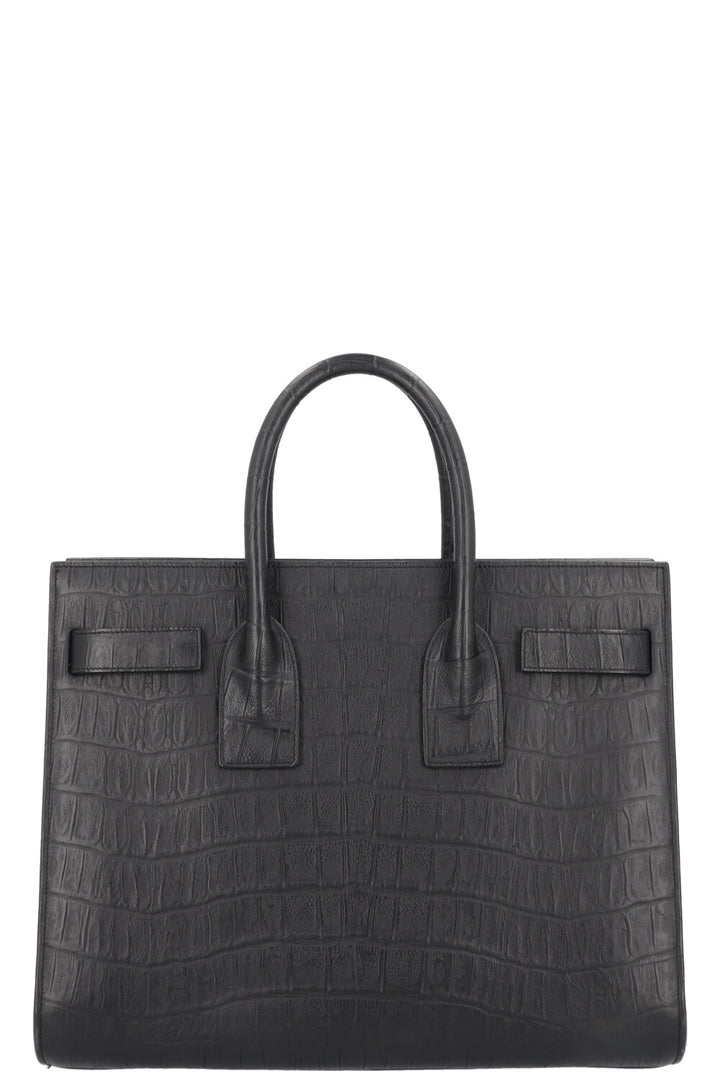 SAINT LAURENT Small Sac De Jour Croc Embossed Black