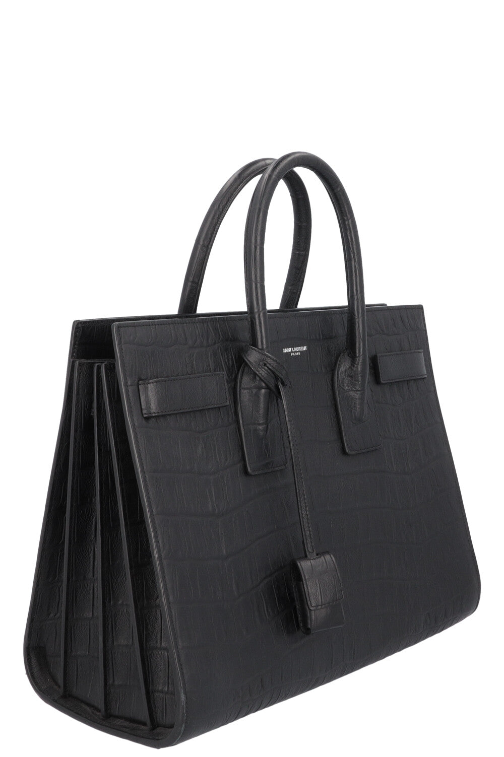 SAINT LAURENT Small Sac De Jour Croc Embossed Black