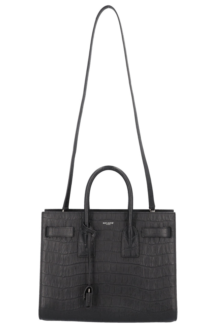 SAINT LAURENT Small Sac De Jour Croc Embossed Black