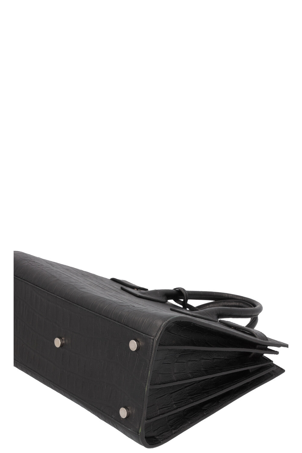 SAINT LAURENT Small Sac De Jour Croc Embossed Black