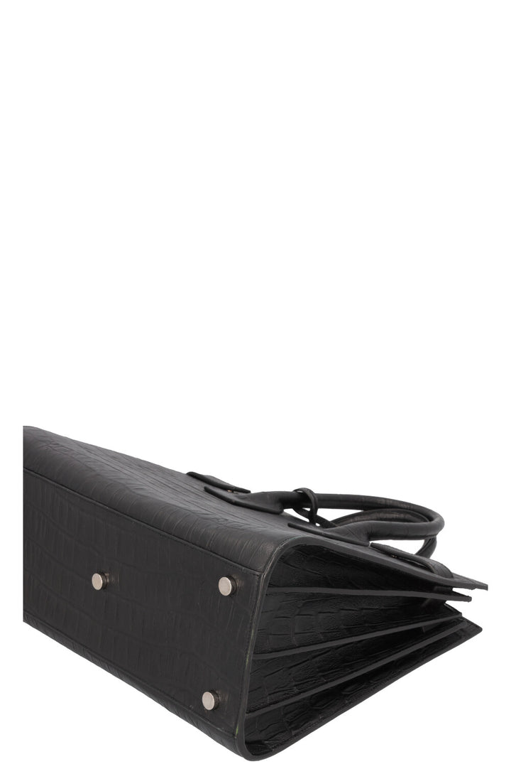 SAINT LAURENT Small Sac De Jour Croc Embossed Black
