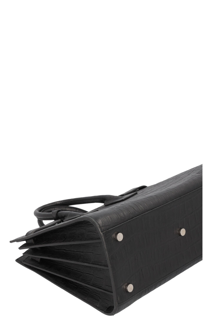 SAINT LAURENT Small Sac De Jour Croc Embossed Black