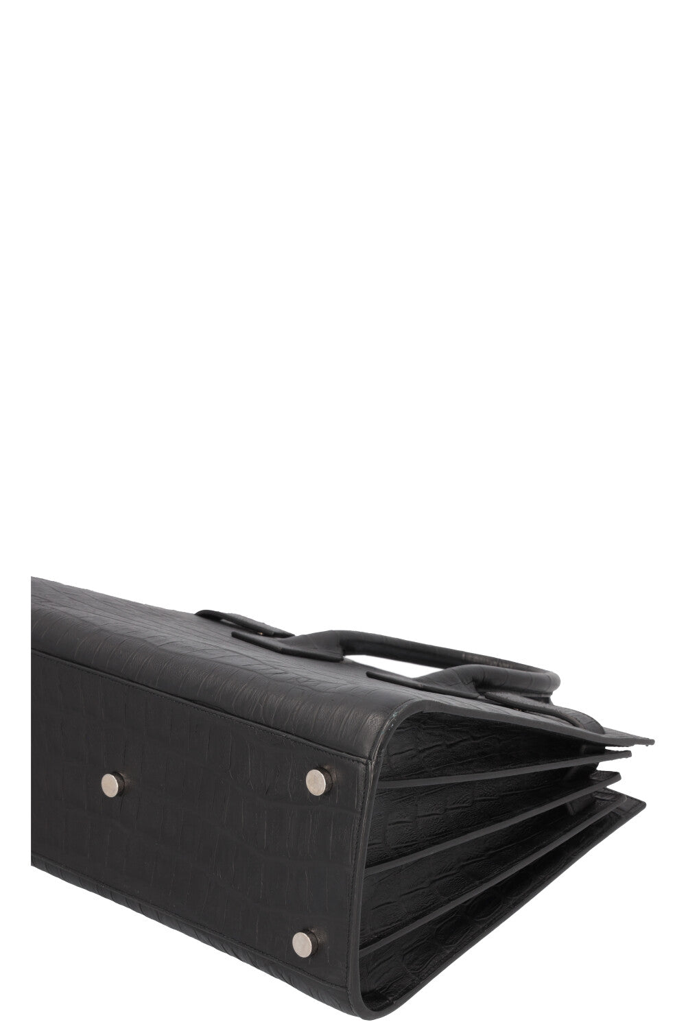 SAINT LAURENT Small Sac De Jour Croc Embossed Black
