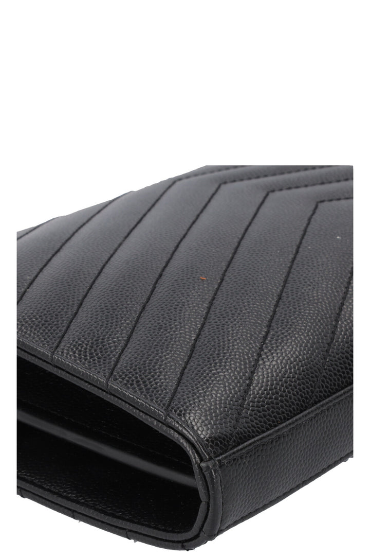 SAINT LAURENT Classic Cassandre Chain Wallet Leather Black