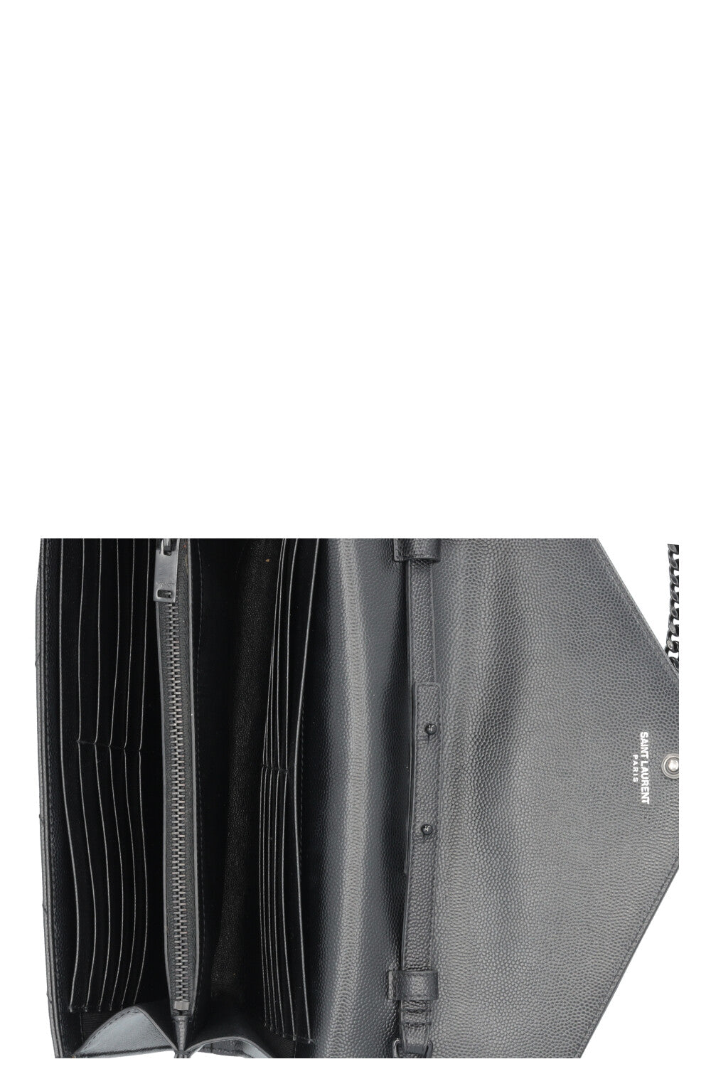 SAINT LAURENT Classic Cassandre Chain Wallet Leather Black