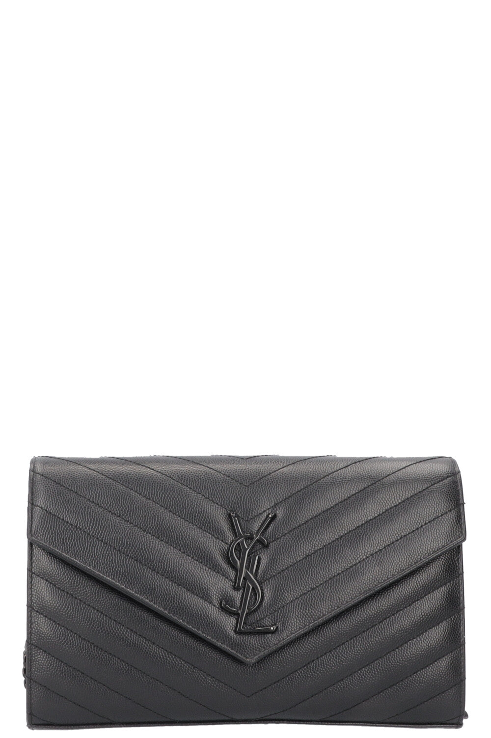 SAINT LAURENT Classic Cassandre Chain Wallet Leather Black