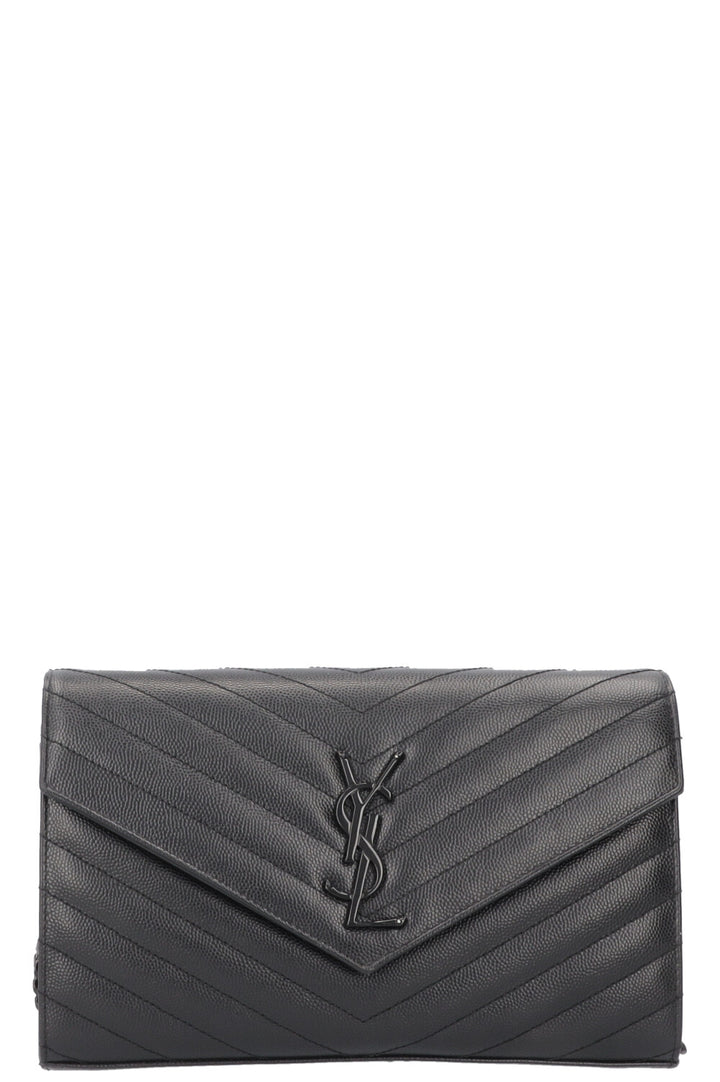SAINT LAURENT Classic Cassandre Chain Wallet Leather Black