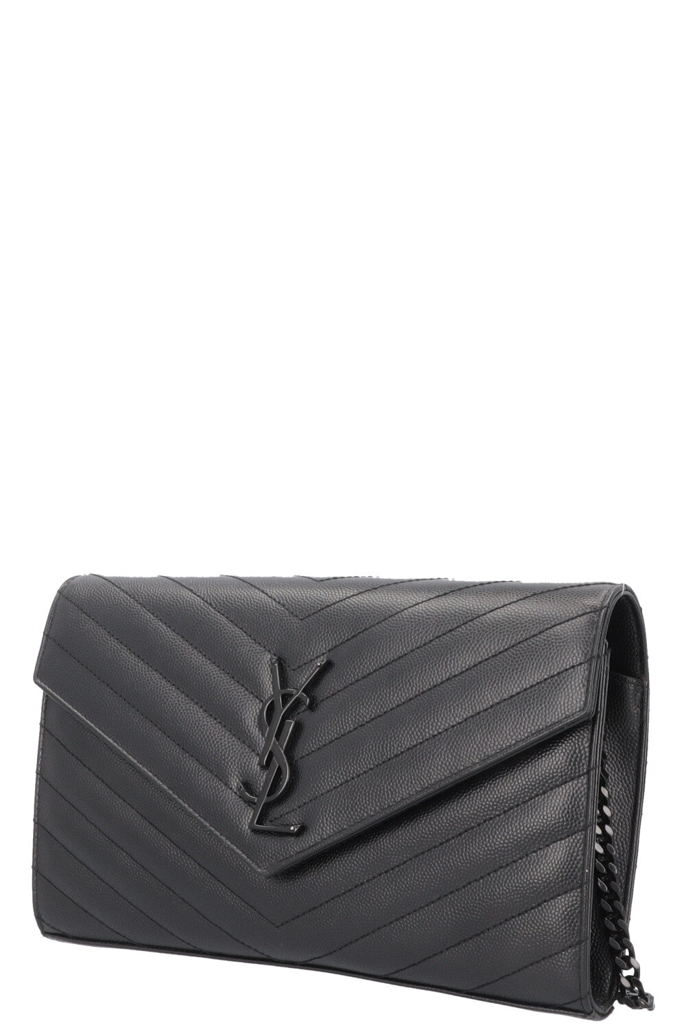 SAINT LAURENT Classic Cassandre Chain Wallet Leather Black