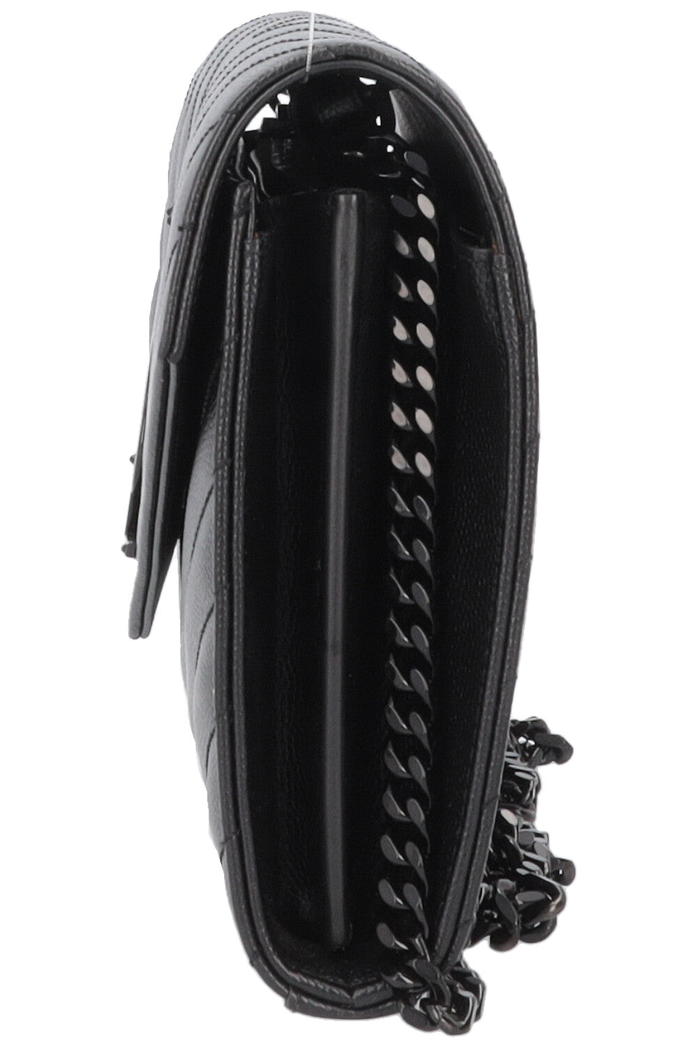 SAINT LAURENT Classic Cassandre Chain Wallet Leather Black