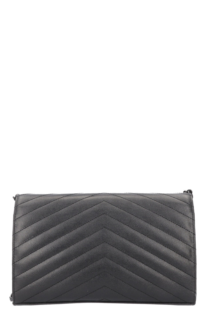 SAINT LAURENT Classic Cassandre Chain Wallet Leather Black