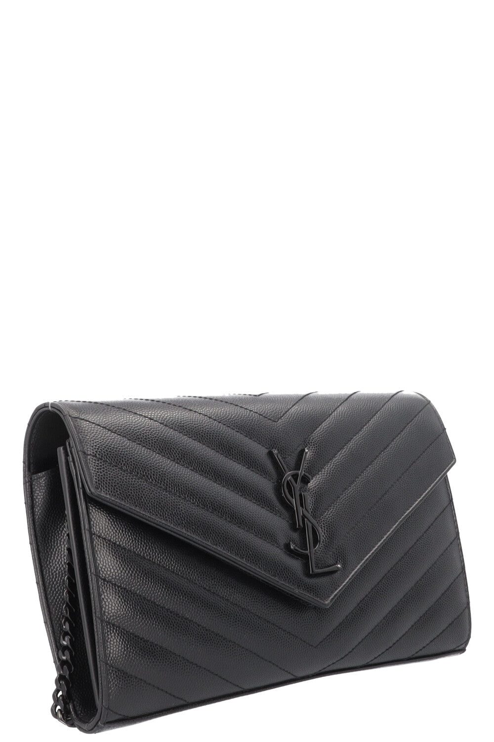 SAINT LAURENT Classic Cassandre Chain Wallet Leather Black