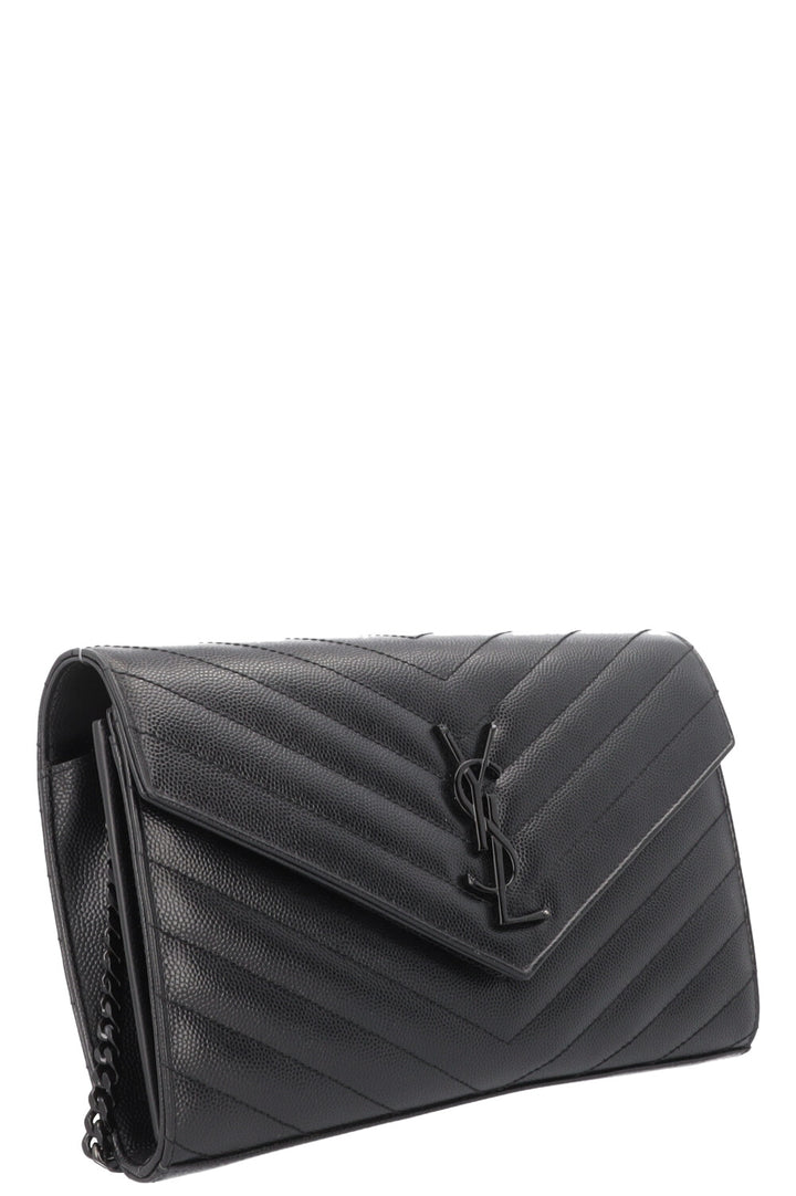 SAINT LAURENT Classic Cassandre Chain Wallet Leather Black