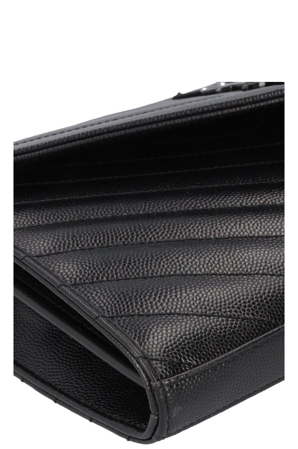 SAINT LAURENT Classic Cassandre Chain Wallet Leather Black