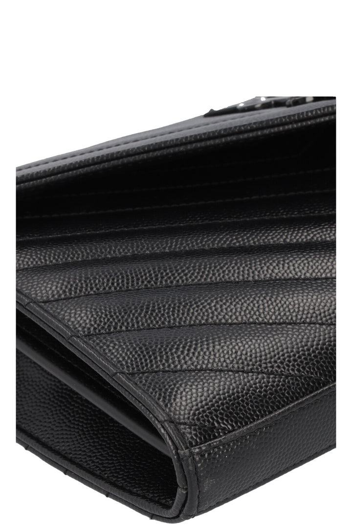 SAINT LAURENT Classic Cassandre Chain Wallet Leather Black