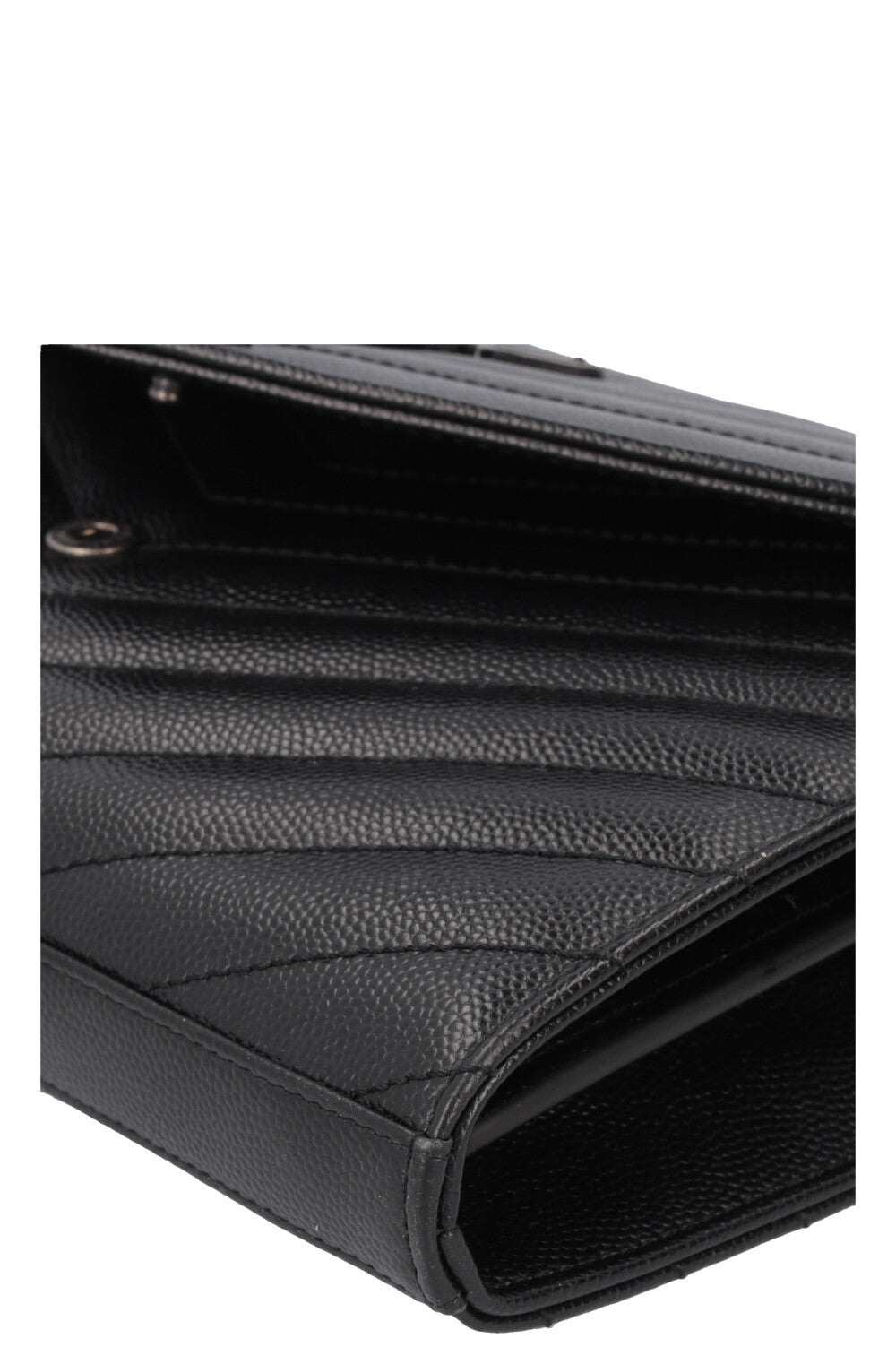SAINT LAURENT Classic Cassandre Chain Wallet Leather Black