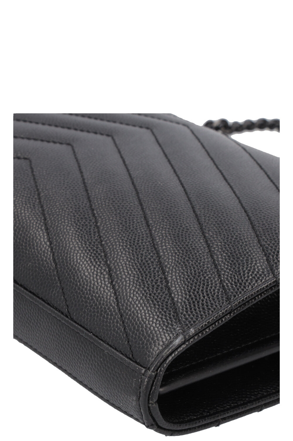 SAINT LAURENT Classic Cassandre Chain Wallet Leather Black