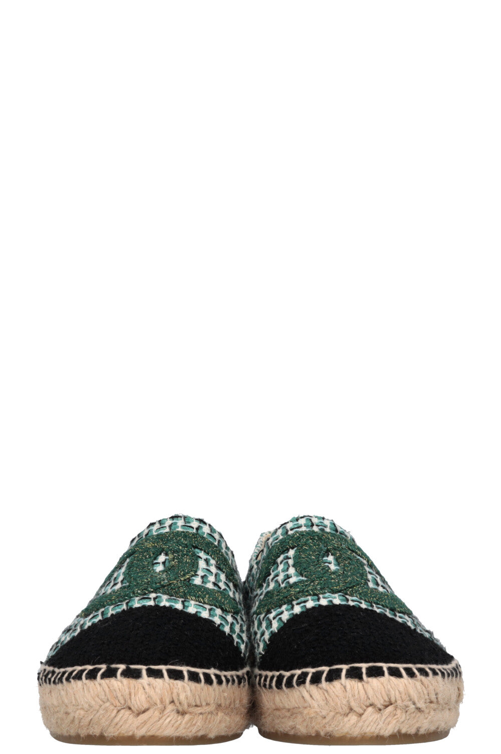 CHANEL CC Espadrilles Tweed Green